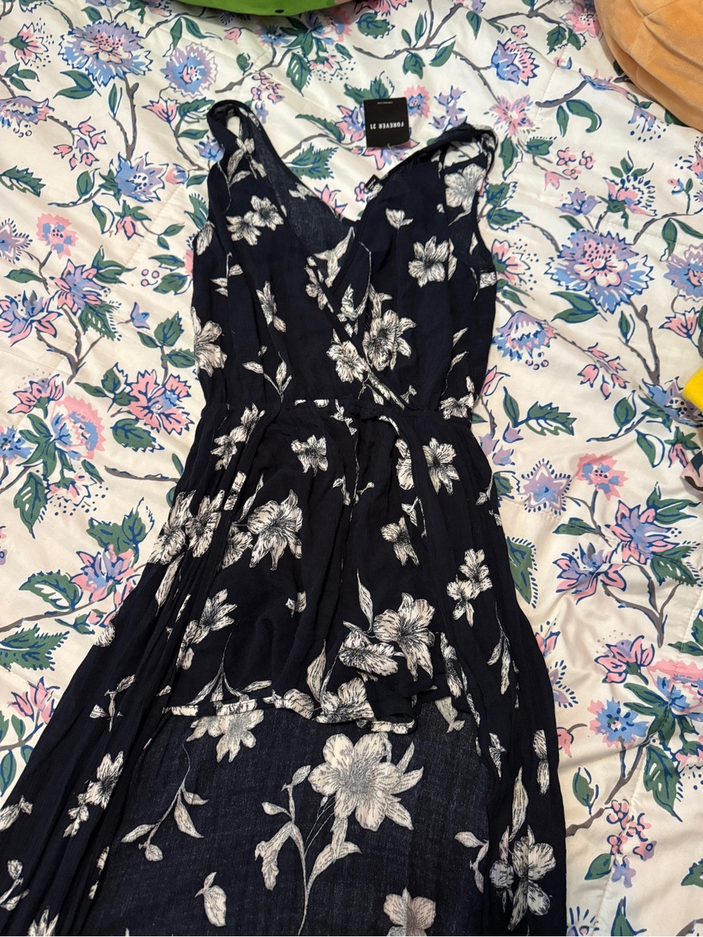 Forever 21 Black Floral Maxi shorts Dress